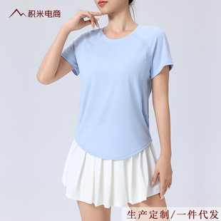 Cool feeling quick-drying sports short-sleeved women's running fitness T-shirt badminton clothing top sweat-absorbent breathable yoga fitness clothing