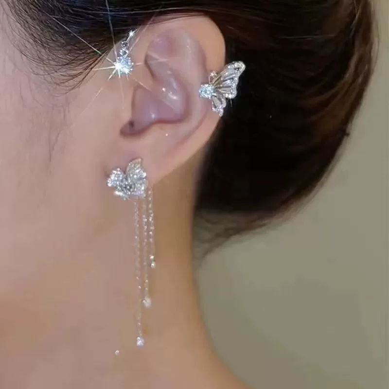 Серьги-клипсы бабочка цветы, модные трендовые украшения без прокола уха, СССР стиль