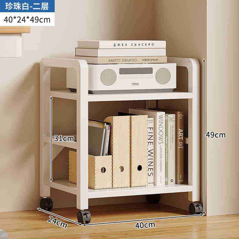 Estantería simple piso multi-capa de almacenamiento de hierro estrecha costura escritorio lateral móvil pequeña estantería estante