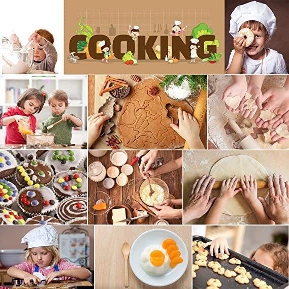 Cruzar la frontera de 26 piezas de cocina para niños Juego de hornear Casa de juguete cuchara de medición rodillo chef sombrero delantal traje image 6