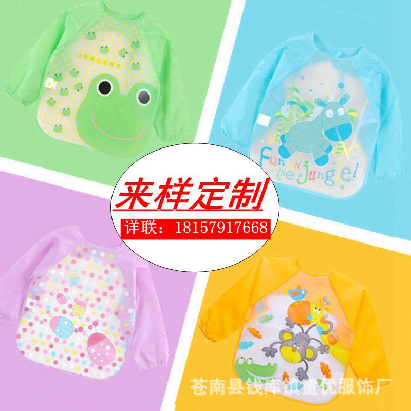 EVA para niños mono de bebé de manga larga a prueba de agua babero bebé sin lavado anti-sucio comer ropa de pintura ropa de babero de arroz