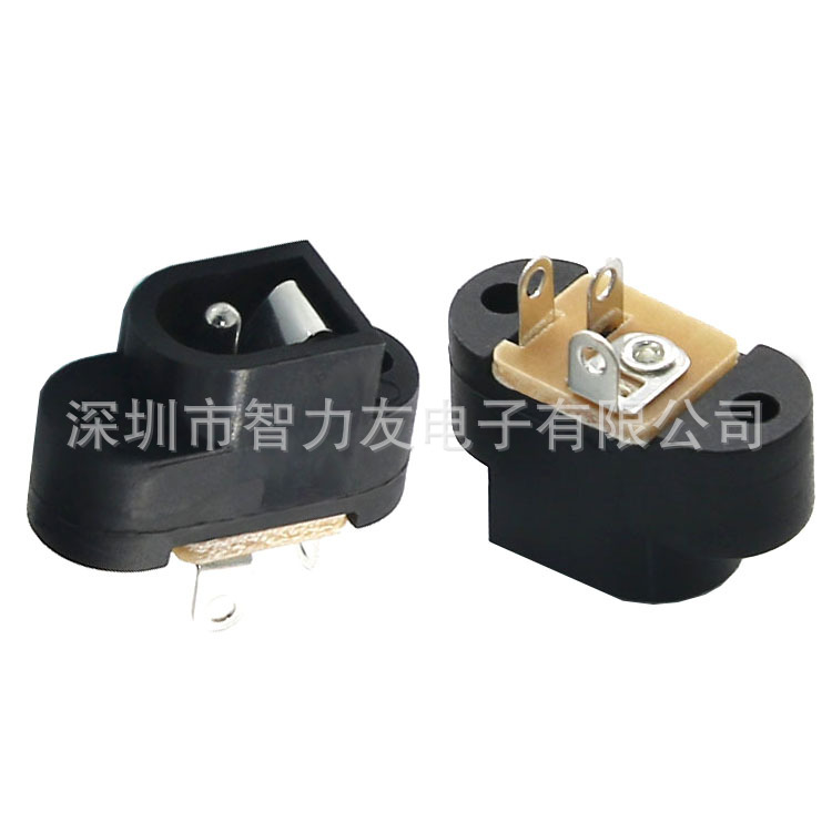 DC-016B 直流DC电源插座焊接带线立式充电接口母头座5.5X2.1mm