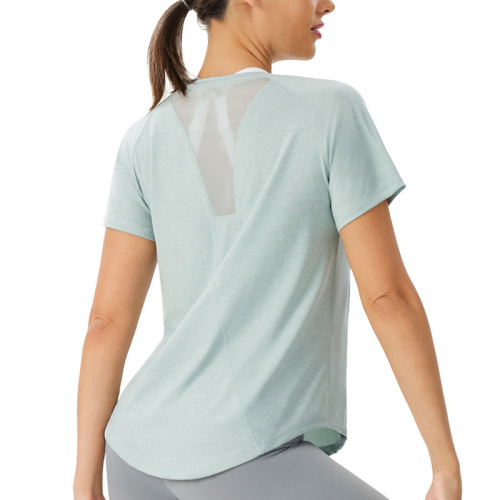 Yoga top women's loose breathable running t-shirt mesh beautiful back training fitness wear quick-drying sports cover-up short-sleeved