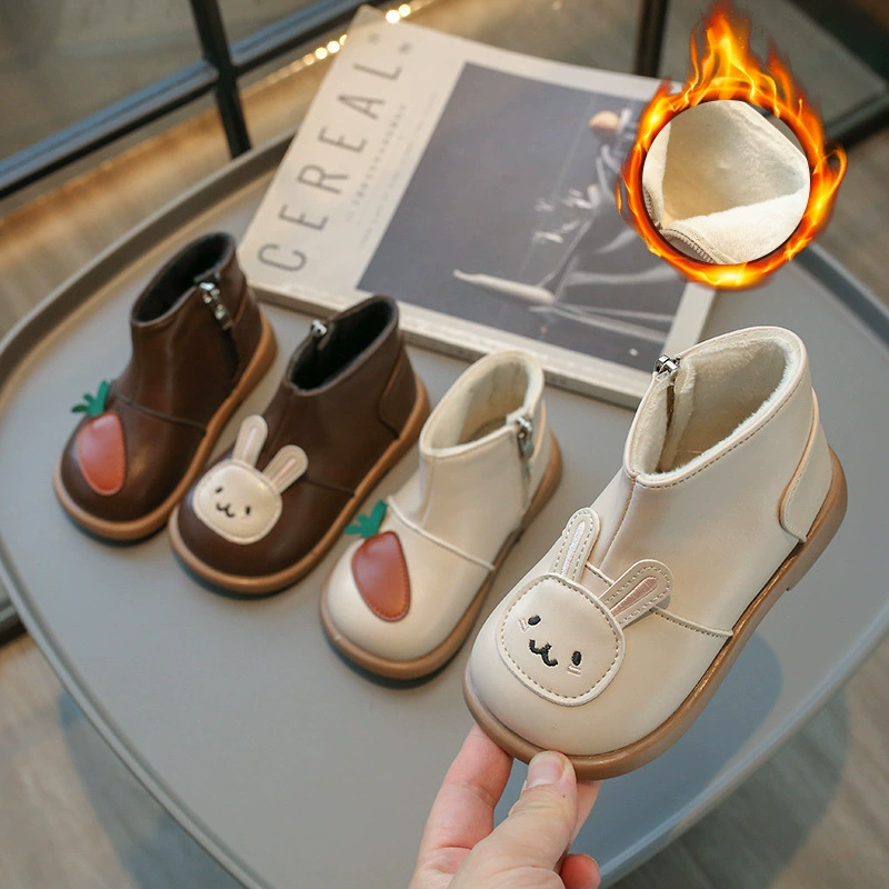 Demi-season cute rabbit, low boots for princess, children's shoes, 2025 years
