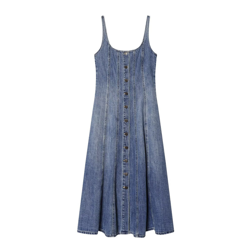 European and American wholesale 2026 spring new women's fashion retro style front-button dress B7-13835 European and American wholesale 2026 spring new women's fashion retro style front-button dress B7-13835