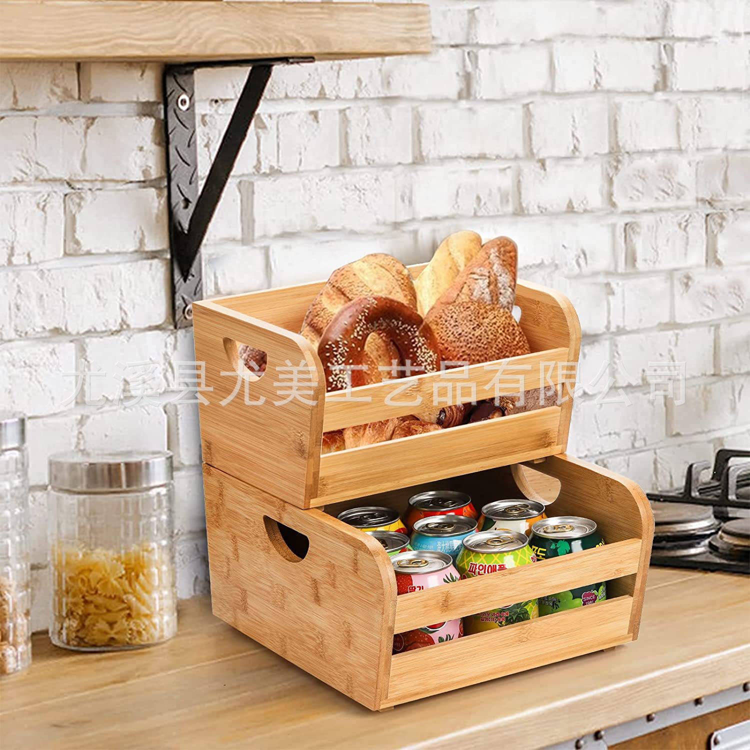 Caja de almacenamiento de bambú caja de almacenamiento de partición de escritorio caja de organización de encimera caja de condimento de bambú caja de almacenamiento de madera caja de organización