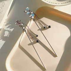 古典超仙牡丹流蘇髮簪少女甜美花朵合金髮釵漢服旗袍盤發古風頭飾