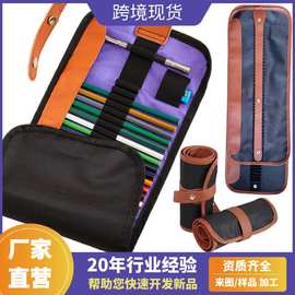 36色笔帘彩色铅笔专用48色帆布笔袋学生美术专业批发大容量笔袋