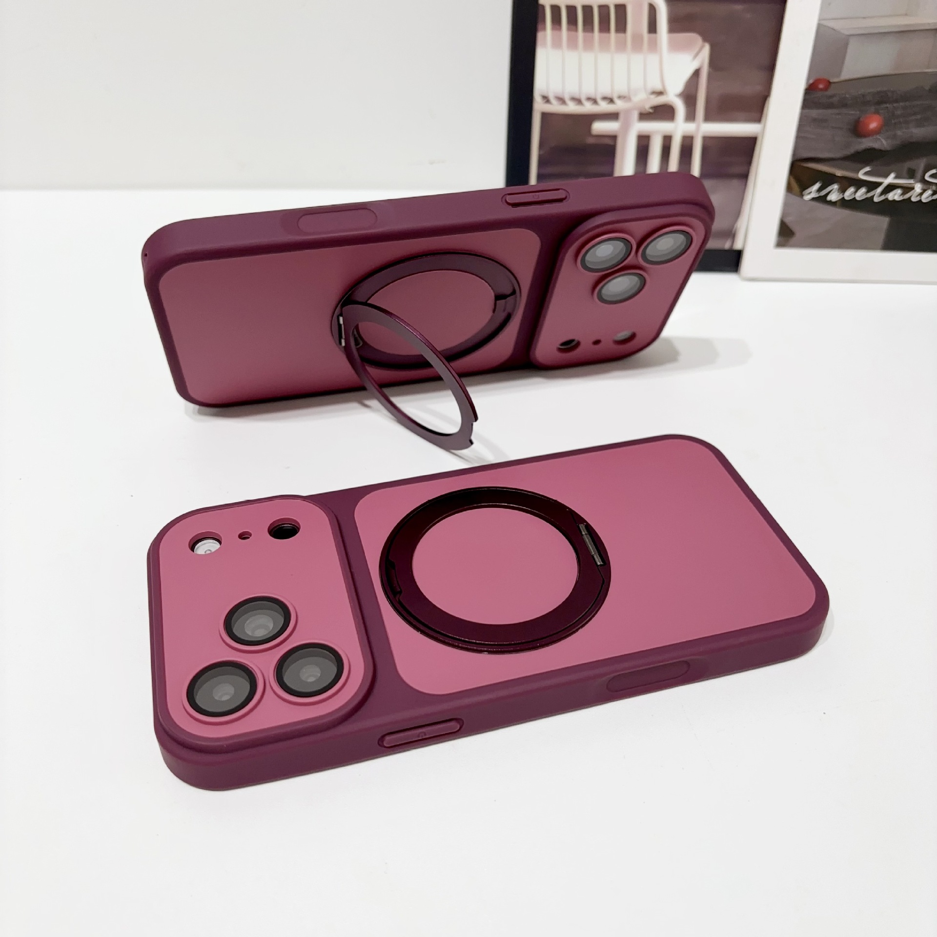 Funda Magnética con Soporte Giratorio para iPhone 18 Pro / 17 / 16 de PC Antigolpes