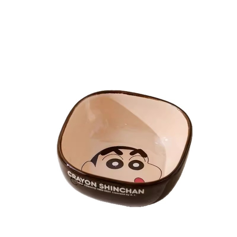 クレヨンしんちゃん陶器食器正方形丼高価値食器セット家庭用漫画子供用食器ボウルとスプーン|undefined