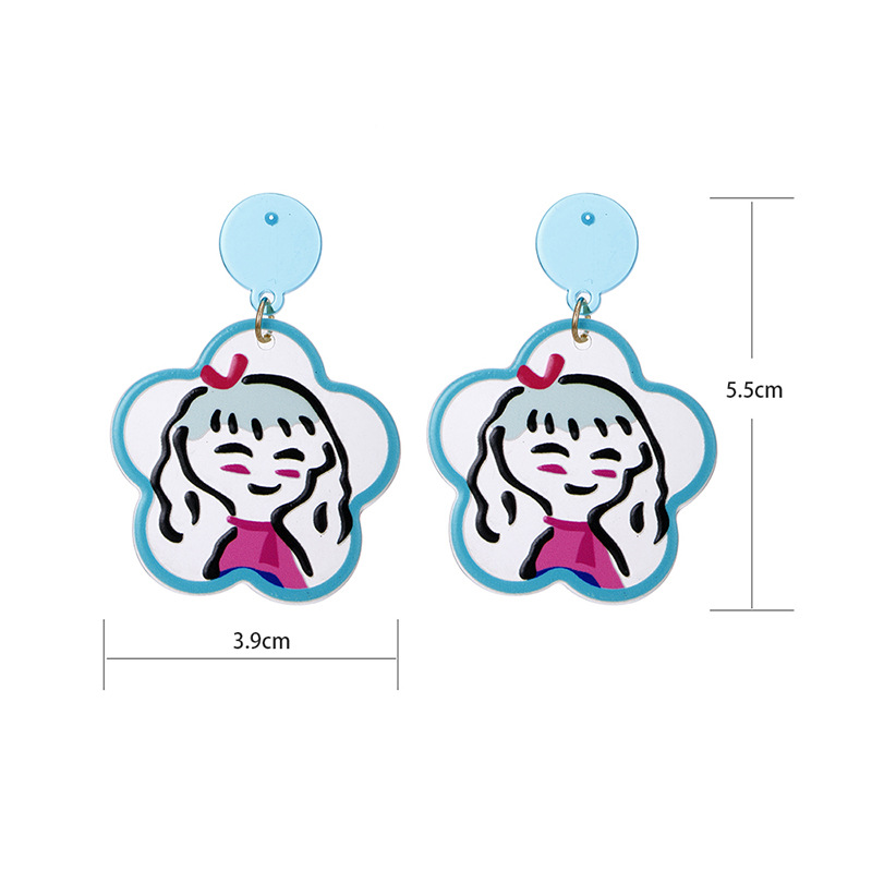 Vente En Gros Bijoux Dessin Animé Graffiti Imprimé Animal Étoile Lune Boucles D&#39;oreilles Nihaojewelry display picture 1