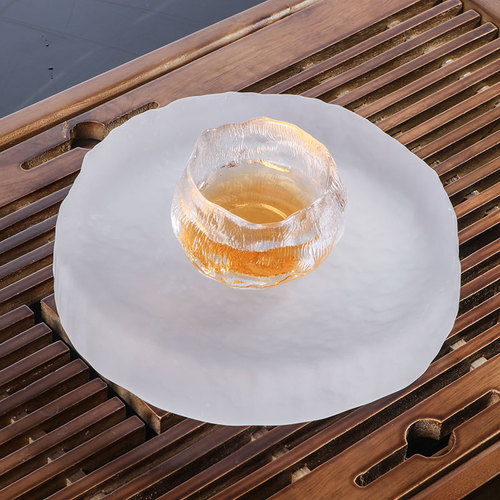 Japanese glass tea set, simple dry bubble tray, small pot with glass tea table cover, bowl and saucer, purple clay teapot tray