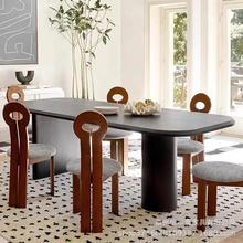 歐式實木餐桌家用設計師創意休閑飯桌客廳辦公工作台接待洽談桌子