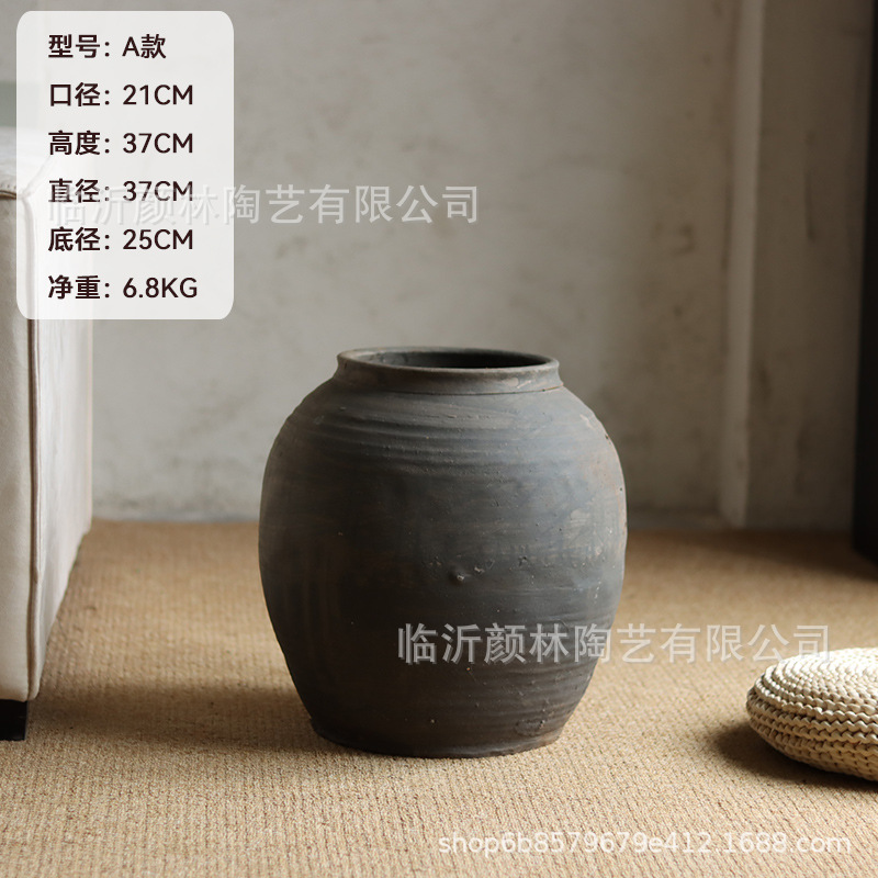 Cerámica de tierra de terra, frasco de viento silencioso, frasco de cerámica hecha a mano, decoración residencial, frasco antiguo, frasco de plantación verde, frasco de viento silencioso, adornos de viento silencioso