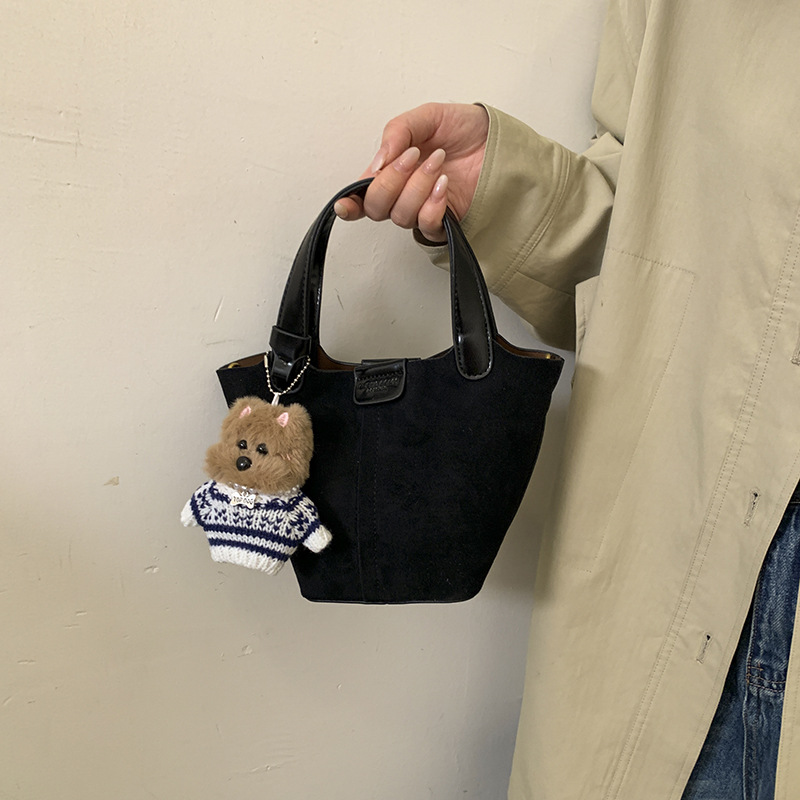 Retro Maillard marrón esmaltado bolso mujer 2025 nuevo otoño invierno versátil bolso de mochila bolso de cubo de mano image 7