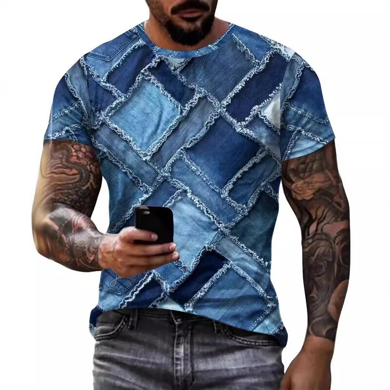 2024 Summer Short-Sleeved American High Street Retro Versatile Style Men's Loose Trendy Brand Short-Sleeved Men's Me13 2024 Summer Short-Sleeved American High Street Retro Versatile Style Men's Loose Trendy Brand Short-Sleeved Men's Me13