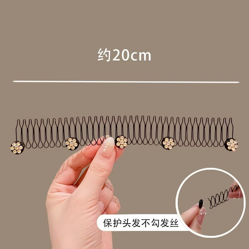 Hair comb clip long decorative comb, anti-breakage styling with pearl & floral accents