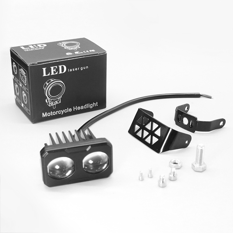 Lámpara de motocicleta LED faro blanco amarillo dos perlas de luz de reflector de dos colores resistente al agua faro de motocicleta eléctrica transformado luz de reflector