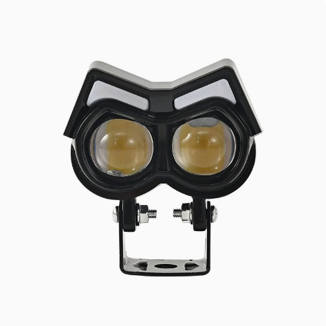 Cross-Border Led Motorcycle Headlight Spotlight with 2 Lights, White and Yellow Dual-Color Devil Eye Modified Light, High and Low Beam, High Brightness