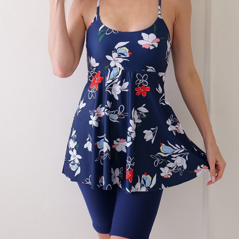 Cross-border 2025 European and American Foreign Trade New Digital Printing Sling Slim-fit Short Skirt Tight High Waist Shorts Split Swimsuit