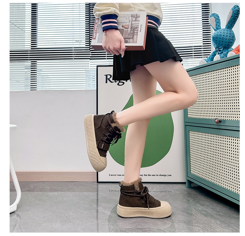 Winter Ankle Boots For Women Warm Cashmere Platform Trainers_voghion.com