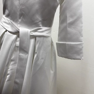 新款高端礼服女童七分袖纯色气质休闲女士大摆晚礼服