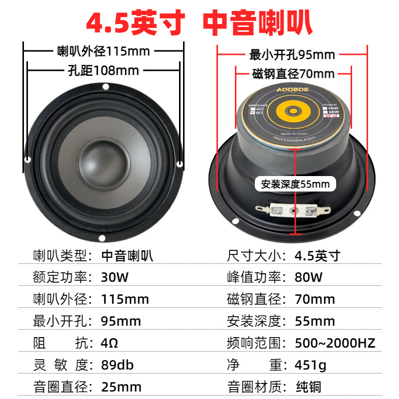 Pure Midrange Speaker 4inch with Full-Bodied Vocals, High-Fidelity Audiophile-Grade Original Genuine Speaker