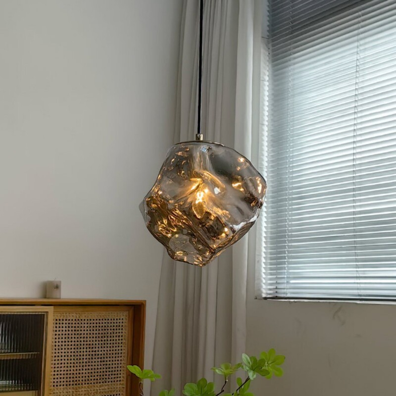 Japanese-Style Lava Ice Cube Bedroom Bedside Pendant Light, Trendy Glass Retro Bar Counter Restaurant Window Display, Vintage Atmosphere
