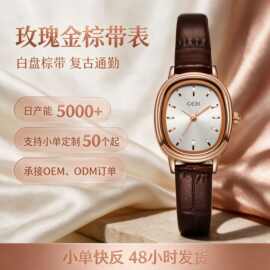 歌迪复古简约椭圆学生表小众高级感防水女表真皮石英女士手表