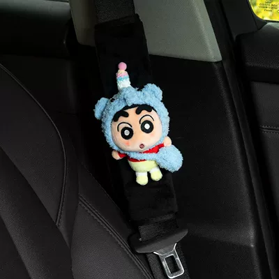 Flower Doll Car Interior, Seat belt shoulder pad - elephant-hat-blue-bag-crayon-shin-chan-black-velvet-shoulder-pads-no-specifications