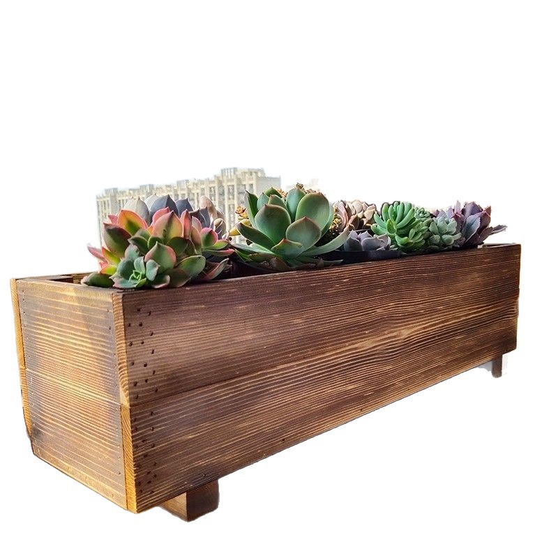 maceta de madera anticorrosiva al aire libre plantación de vegetales al aire libre una maceta de flores balcón caja de flores de madera maciza rectangular multicarbón canal