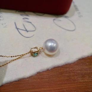 18K Gold Natural Drop-Shaped Australian White Pearl Pendant Accessories Emerald Diamond Inlaid Bead Plate Accessories Not Included
