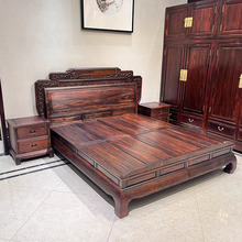 黑酸枝硕果累累大脚床国标红木阔叶黄檀1.8米双人床雕松鼠葡萄