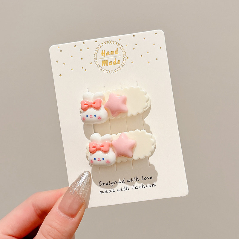 4# bunny star wave hair clips - pair - 4cm
