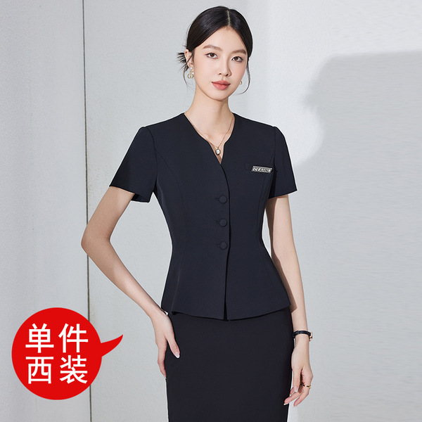 Black Fashion Jewelry Store 4S Hotel Club Manager Beauty Salon Front Desk Sales Professional suit Female