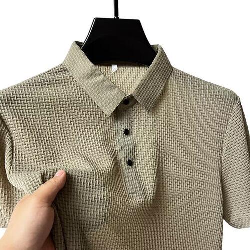 Men's Summer New Pure Color Polo Shirt, Half-Sleeve Casual T-Shirt with Trendy Short Sleeve and Collar