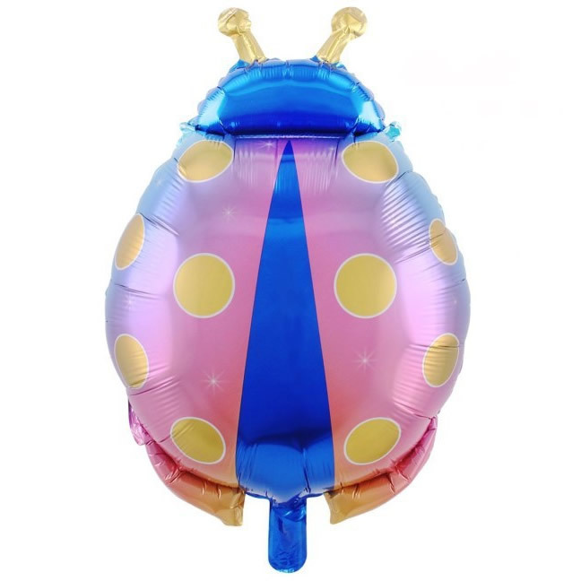 Lado volando mariposa mariquita flor película de aluminio globo decoración de la fiesta de cumpleaños de los niños forma de mariposa globo al por mayor