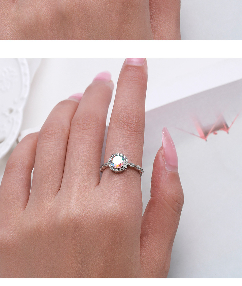 Fashion Geometric Sterling Silver Inlay Zircon Rings 1 Piece