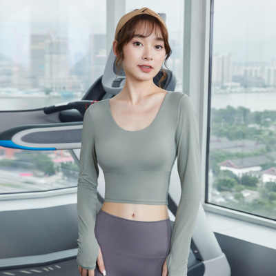 motion jacket Tight fitting Yoga suit Long sleeve T-shirt Autumn train run major Fitness wear Quick drying