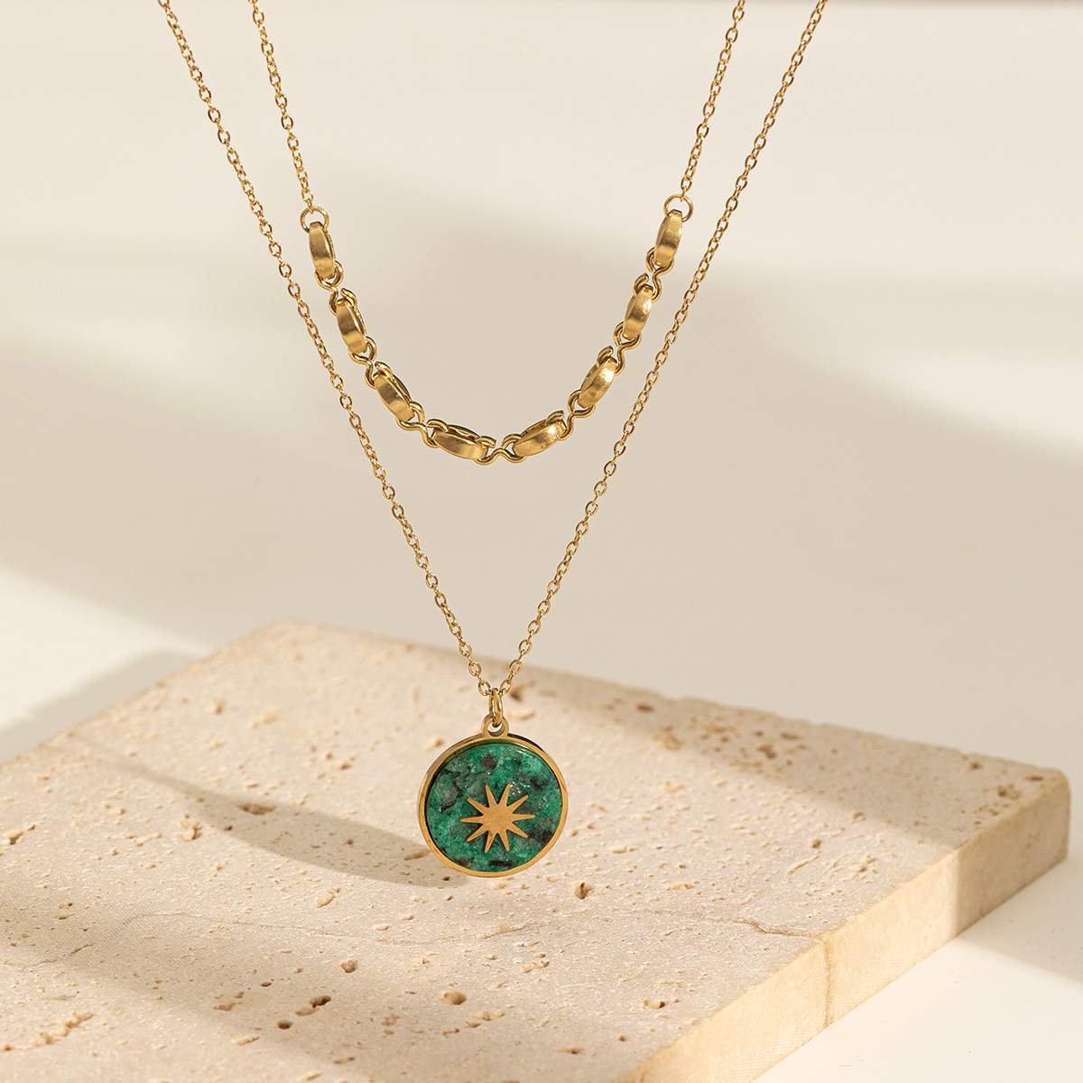 Vintage Style Star Stainless Steel Alloy Plating Layered Necklaces_colorza_1