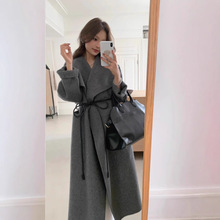 24秋冬新韩国东大门羊绒羊毛大衣毛呢围巾宽松长款外套女XG-1283