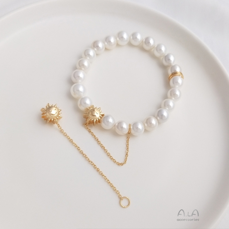 Color Preservation 14K Pack Gold Moon Sun Big Hole Bead Hanging Chain DIY Beaded Bracelet Beaded Fashion Jewelry Shagang Accessories