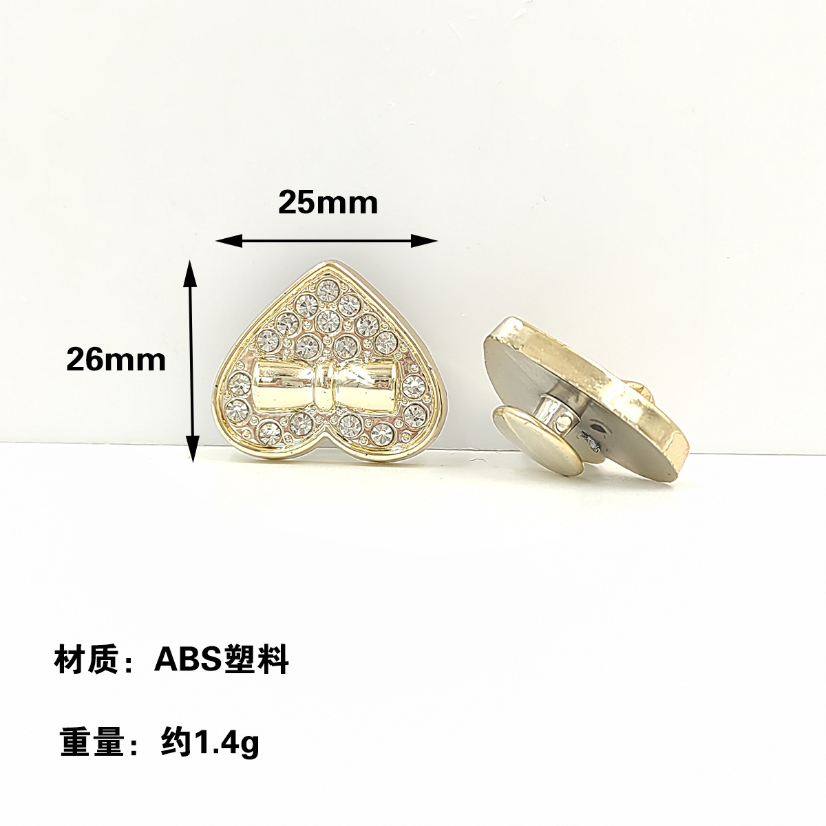 #6-F3304- 0379 황금 활 하트 모양-25x26mm 플라스틱 통합 I-버클/조각