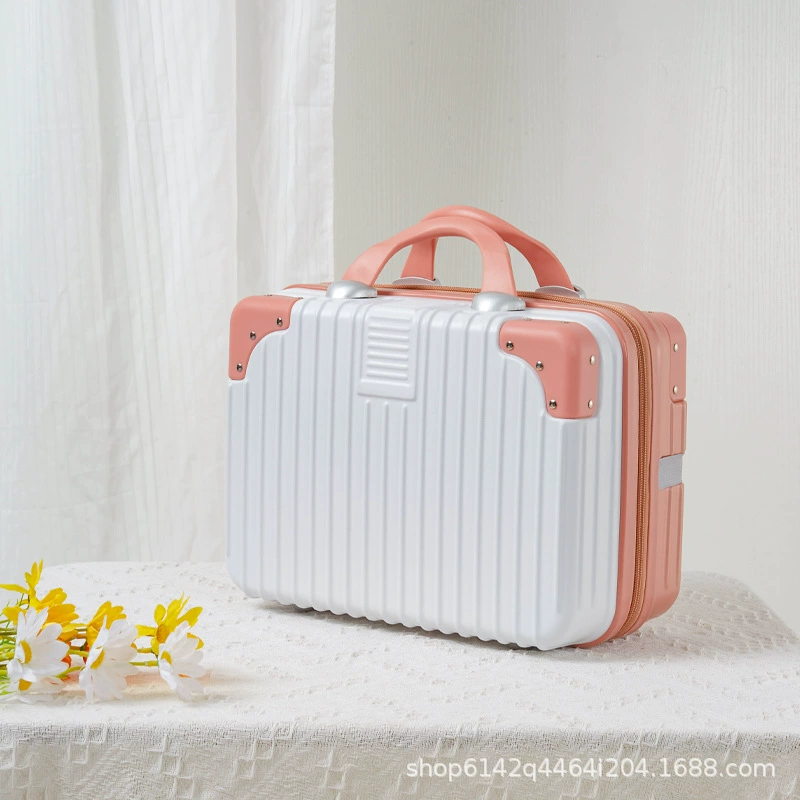 Handheld cosmetic storage box 14-inch suitcase, partitioned interior and portable handle