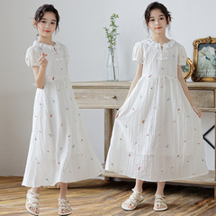 女童連衣裙夏季2024新款兒童碎花氣質公主裙中大童洋氣小女孩裙子