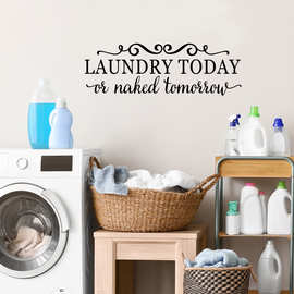 Laundry 英文洗衣房家居装饰 可移除贴纸家居卫生间浴室背景装饰