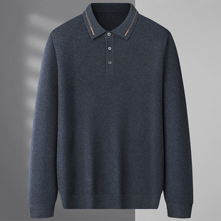 Fat Guy 2024 Autumn Men's Plus Large Size Business Casual Lar Knitted Sweater Men's Wool Sweater Base Shirt