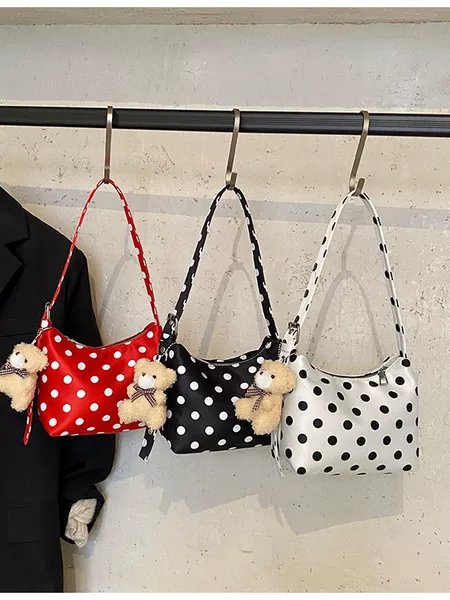 Niche Polka Dot Nylon Bag for Women 2025 New Versatile Shoulder Armpit Bag for Going Out to Work Small Bag