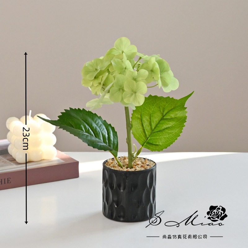 Flor falsa película 3D pequeña hortenida bonsai de alta calidad fábrica de flores de simulación decoración del hogar plantación verde flor falsa plantación en maceta