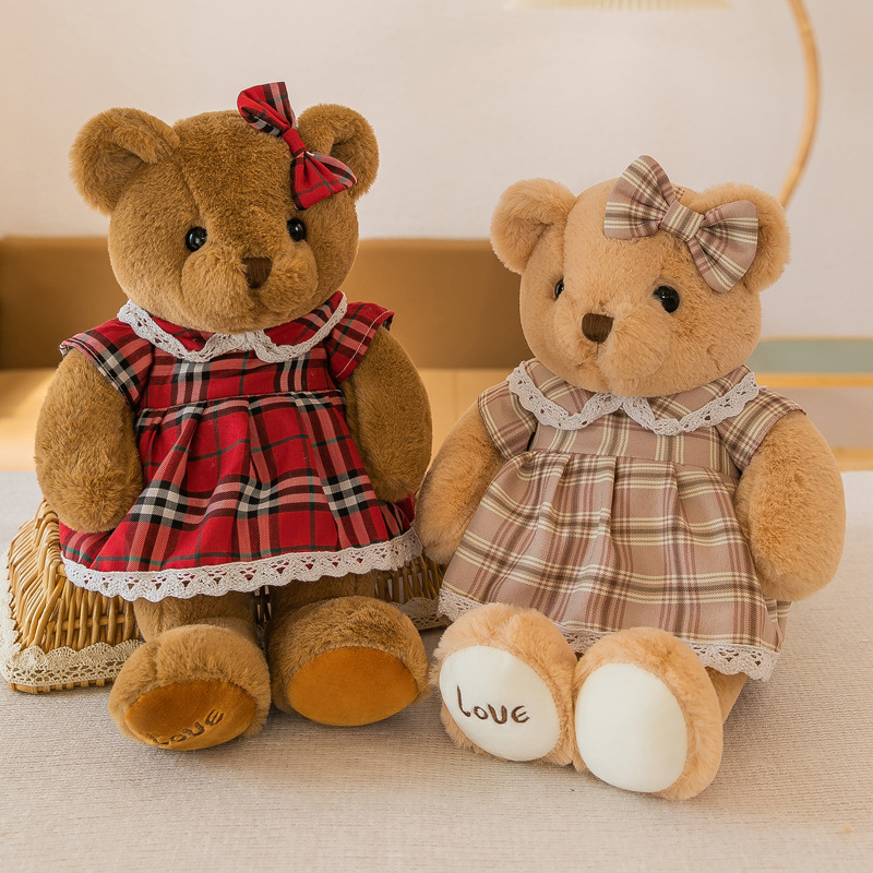 Nueva flor falda oso muñeca pareja oso juguete de peluche regalo del Día San Valentín regalo mano calmante